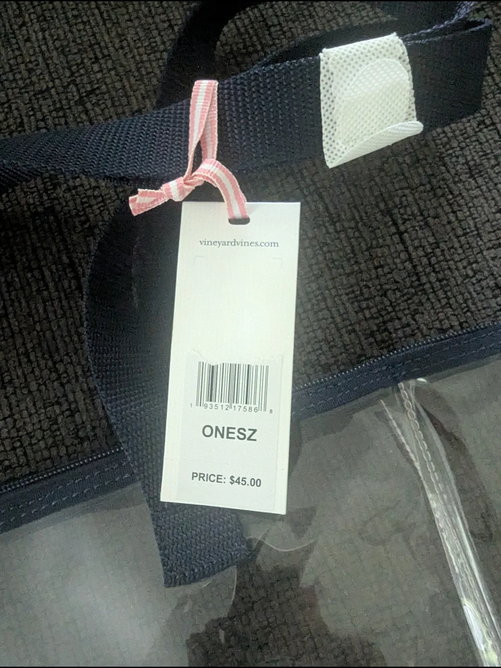 Vineyard Vines Clear Tote Bag with Navy Trim